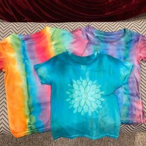All Three 4T Girls Tie Dye T-shirts Gift wrapped